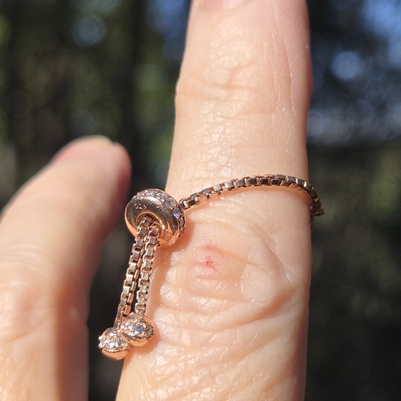 Sapphire Turquoise & Topaz Sterling & Gold Evil eye adjustable ring - Picture 8 of 10